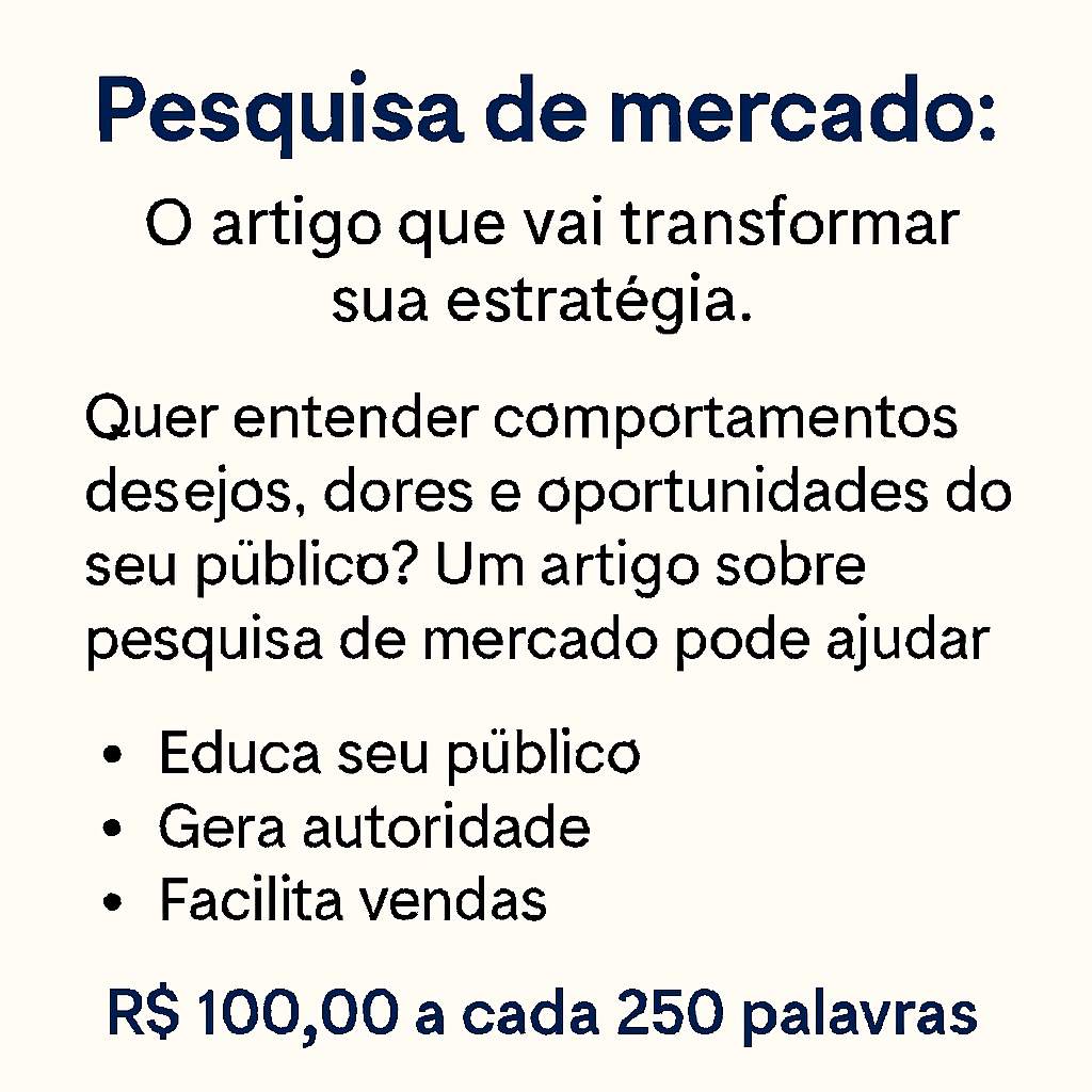 Irei criar um artigo com o tema voltado ao seu nicho por 50,00  a cada 250 palavras .