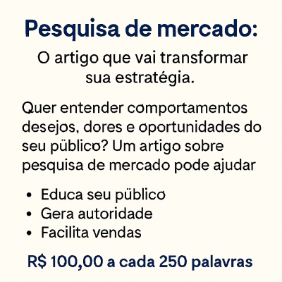 Irei criar um artigo com o tema voltado ao seu nicho por 50,00  a cada 250 palavras .