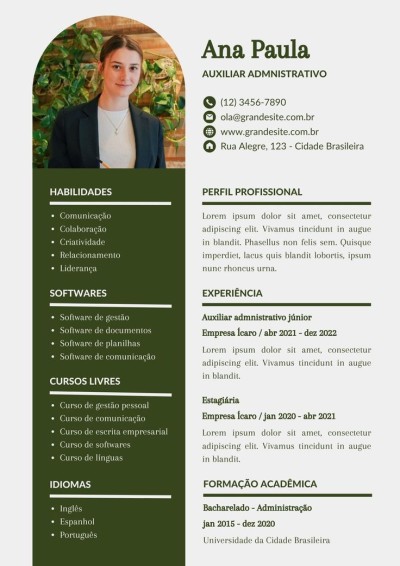 Crio um Curriculo de impressionar qualquer um para voce! :)