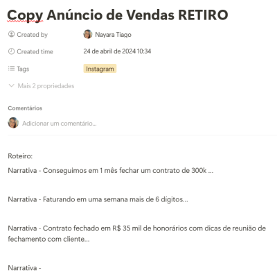 Eu vou escrever a copy para o seu post do Insta/Face