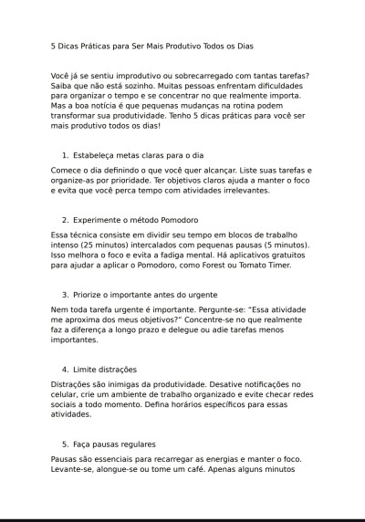 Criar um artigo de qualquer tema
